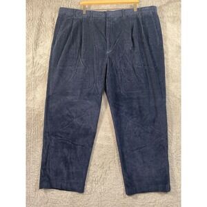 Mens Wide Wale Corduroy Pants 44x29.5 Lands' End Blue Pleated Relaxed Old Money